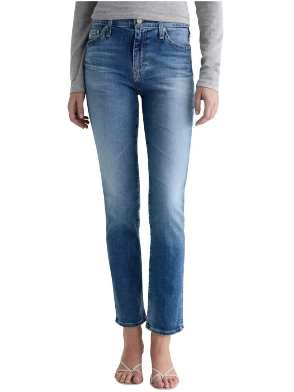 AG Adriano Goldschmied Mari Mid-Rise Slim Straight Jeans Womens 27 Blue